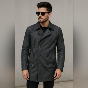 John Varvatos Double breasted zip jacket coat
